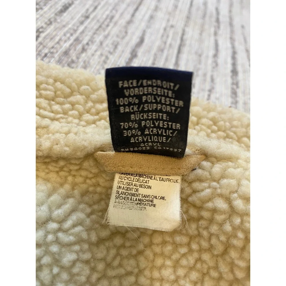 Gap Kids Tan Faux Suede Sherpa Lined Double Breasted Jacket Coat XXL 14 16
